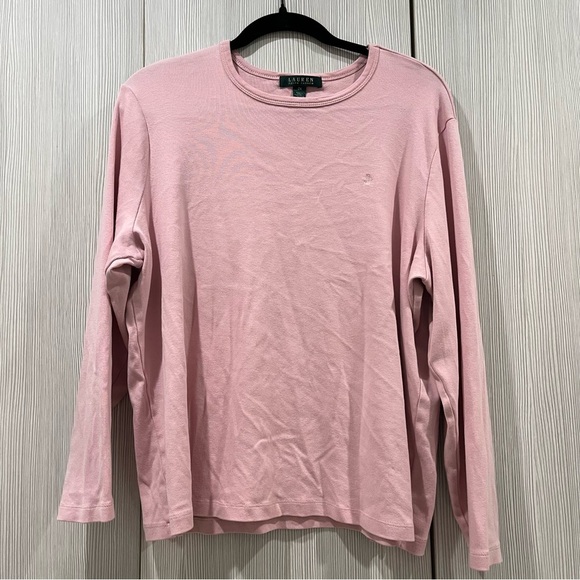 Lauren Ralph Lauren Long Sleeve Crewneck Tee – Pale Pink | Women’s 2X - Picture 1 of 8